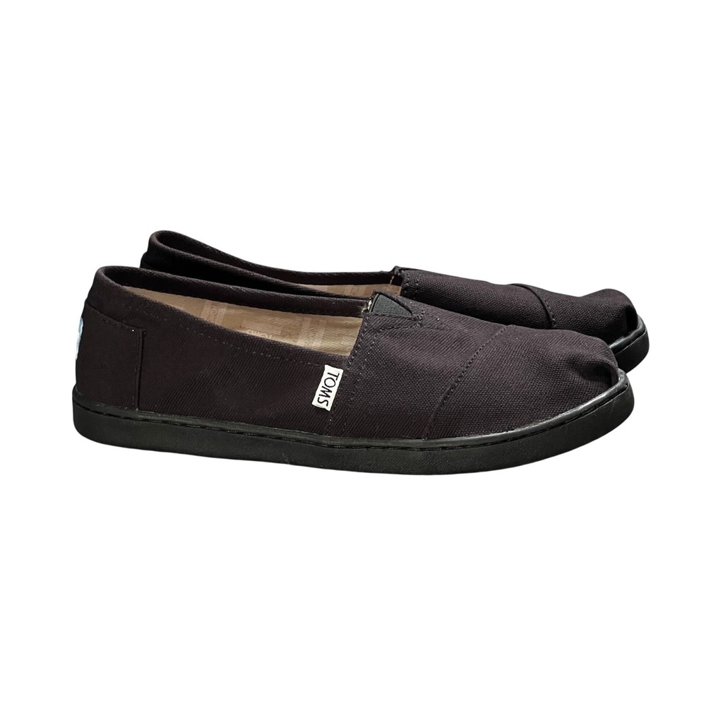 NIB TOMS Youth 5 Classic Black Canvas Slip On Alpargata Shoes‎ 10010530